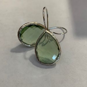 Green Quartz Dangling Earrings Sterling Silver